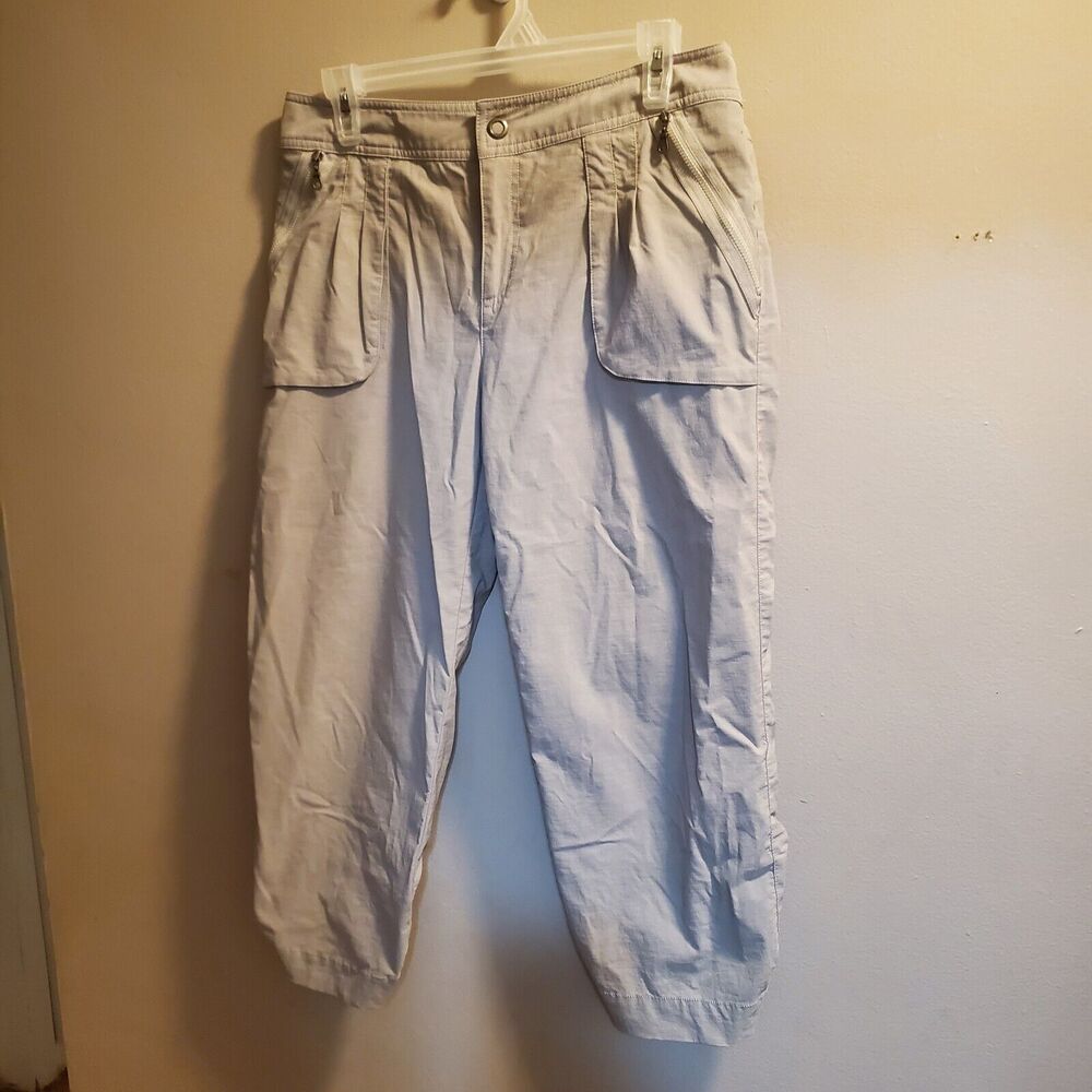 Title Nine Womens Cropped Capris Pants Drawstring Ruched Leg Size 8